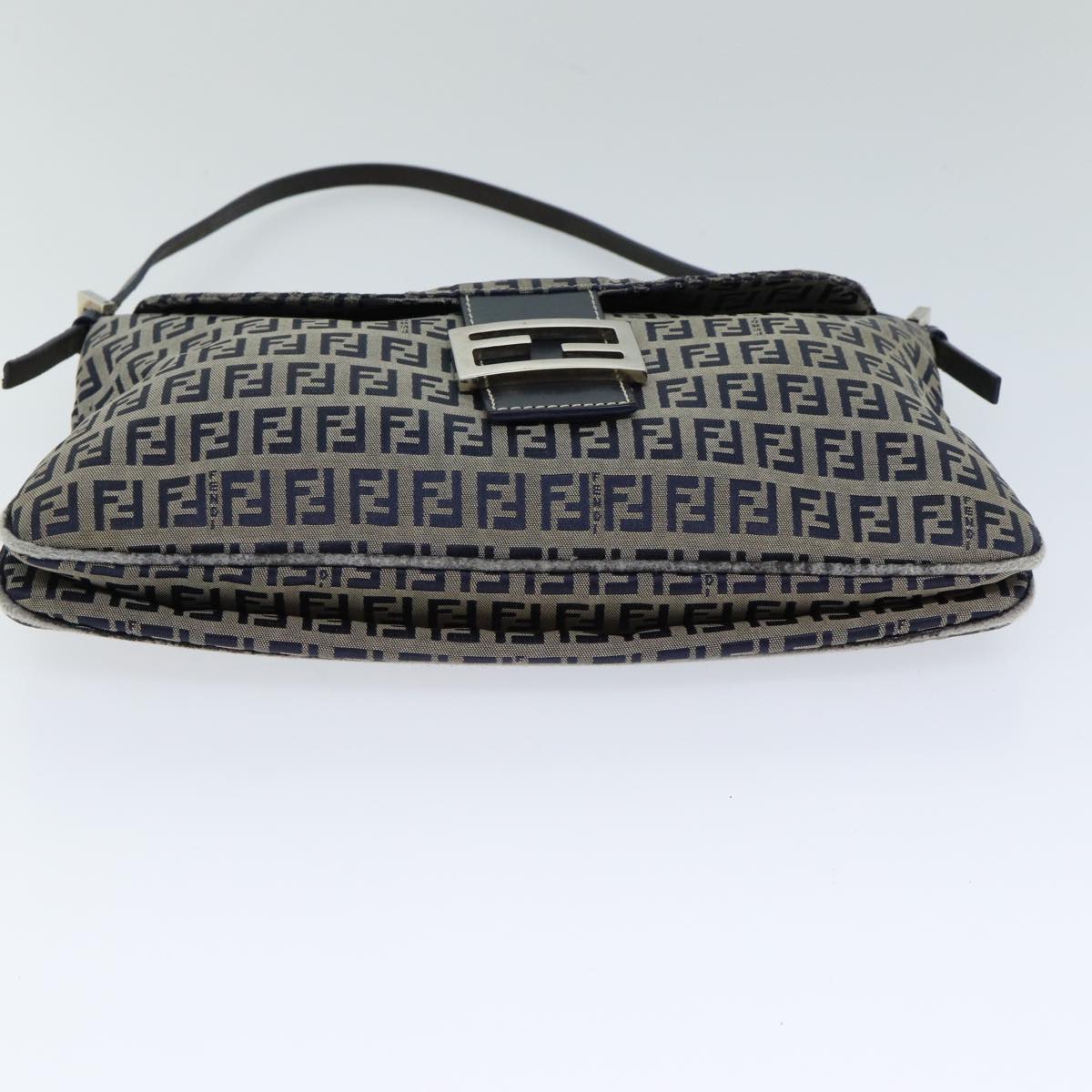 FENDI Zucchino Canvas Mamma Baguette Shoulder Bag Navy72416
