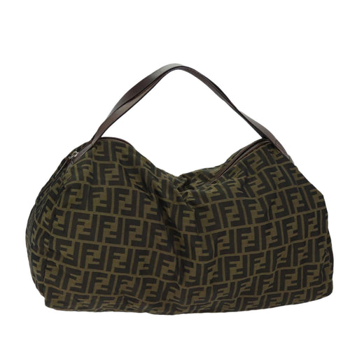 FENDI Zucca Canvas Shoulder Bag Brown Black72418