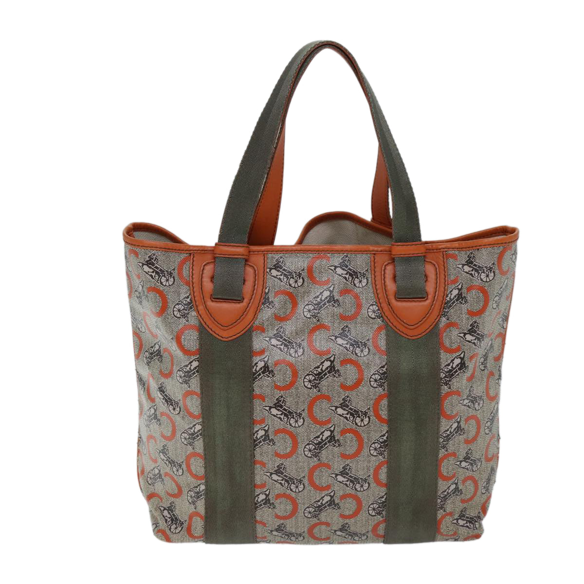 CELINE C Macadam Canvas Tote Bag Orange  72422