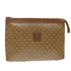 CELINE Macadam Canvas Clutch Bag Beige Auth 72478