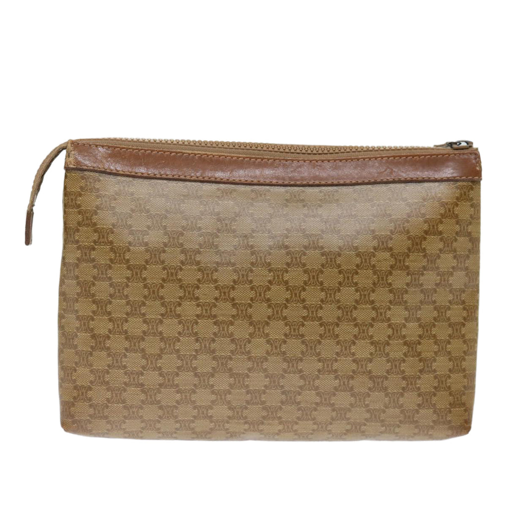 CELINE Macadam Canvas Clutch Bag Beige Auth 72478