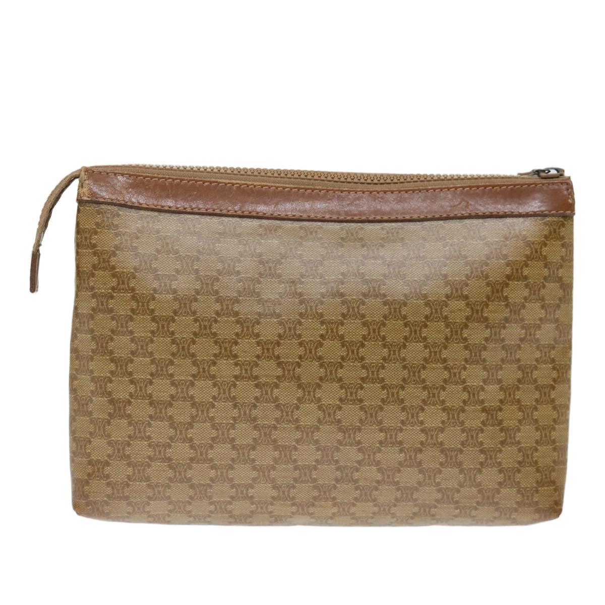 CELINE Macadam Canvas Clutch Bag Beige Auth 72478