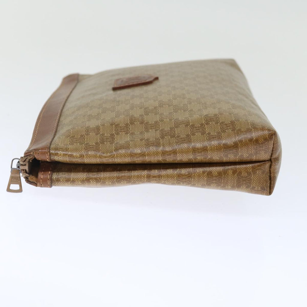 CELINE Macadam Canvas Clutch Bag Beige Auth 72478