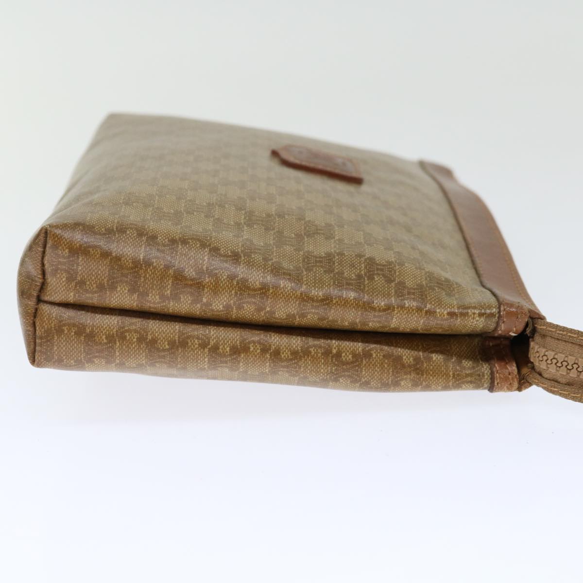 CELINE Macadam Canvas Clutch Bag Beige Auth 72478