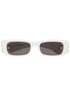 Balenciaga Eyewear Dynasty Rectangular Frame Sunglasses White Gold Grey