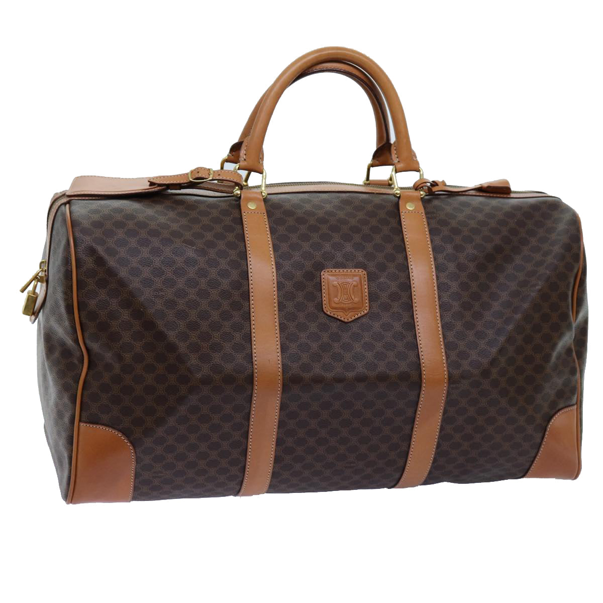 CELINE Macadam Canvas Boston Bag PVC Brown  72518