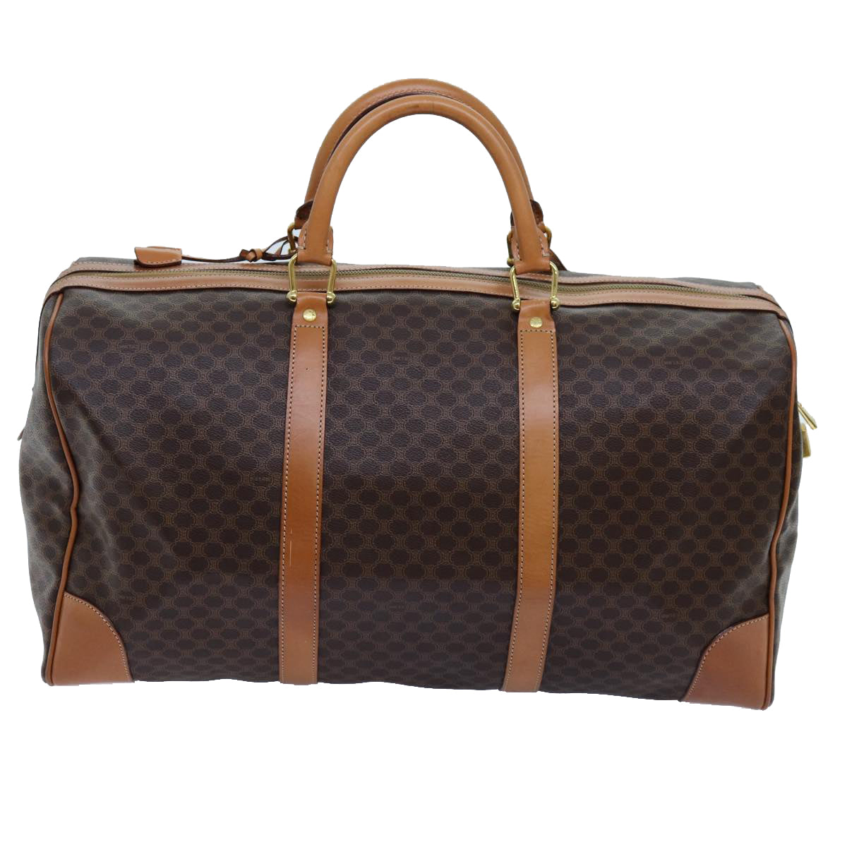 CELINE Macadam Canvas Boston Bag PVC Brown  72518