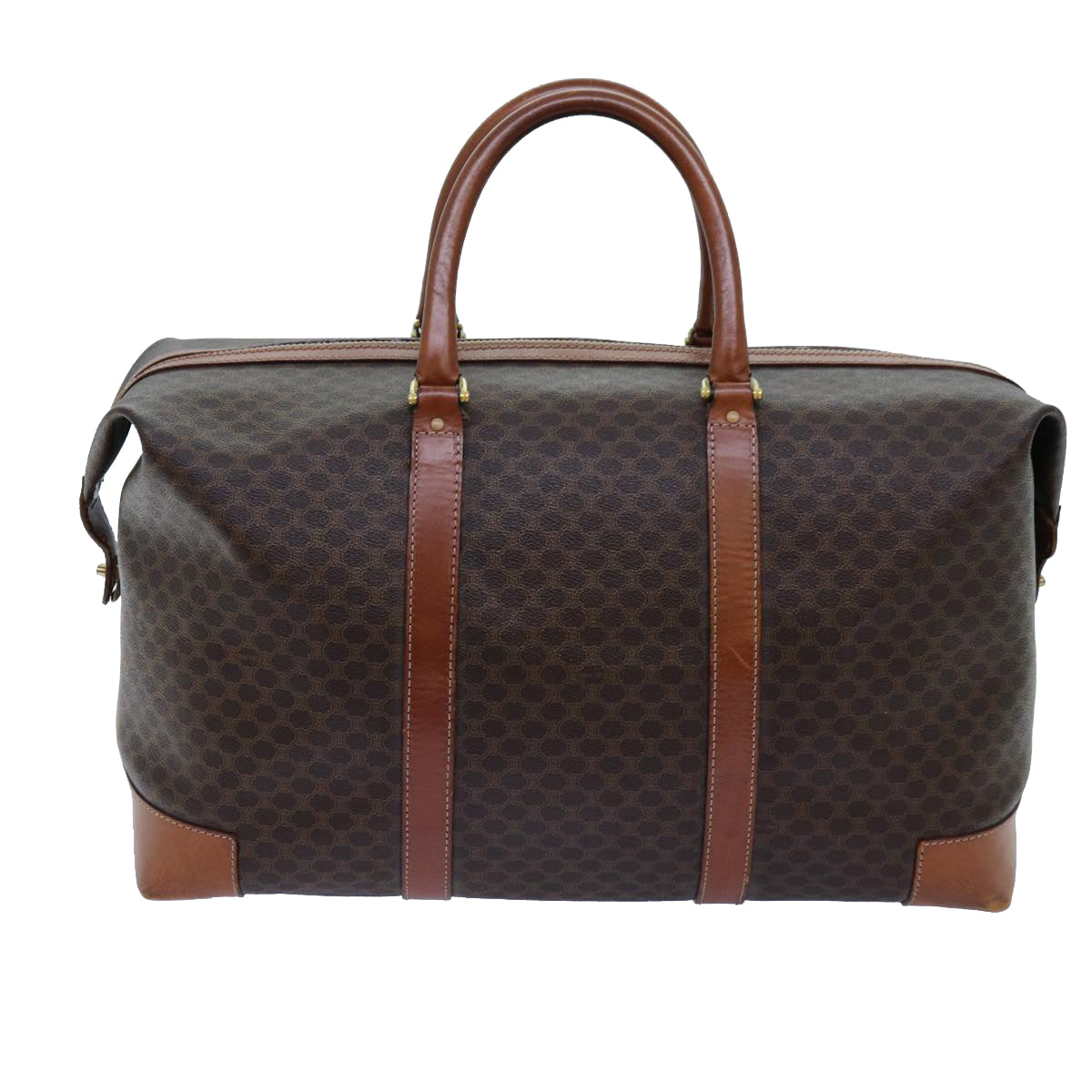 CELINE Macadam Canvas Boston Bag PVC Brown Auth 72587