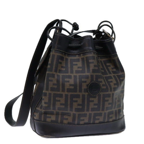 FENDI Zucca Canvas Shoulder Bag Coated Canvas Brown72598