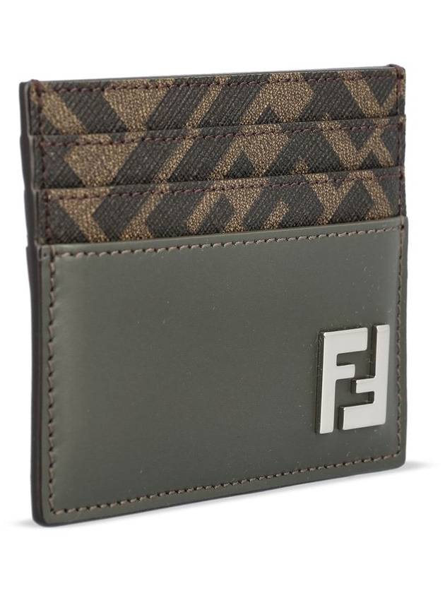 Fendi FF Square Leather Card Wallet Grey