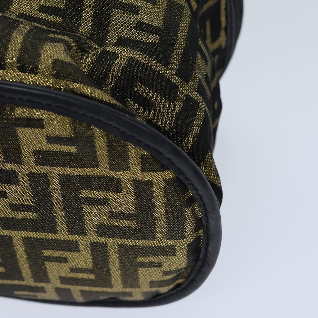 FENDI Zucca Canvas Vanity Hand Bag Gold Black72634