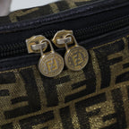FENDI Zucca Canvas Vanity Hand Bag Gold Black72634