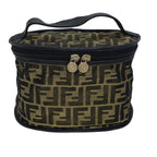FENDI Zucca Canvas Vanity Hand Bag Gold Black72634
