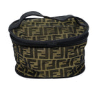 FENDI Zucca Canvas Vanity Hand Bag Gold Black72634