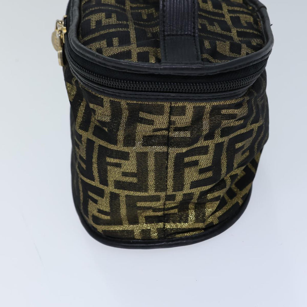 FENDI Zucca Canvas Vanity Hand Bag Gold Black72634