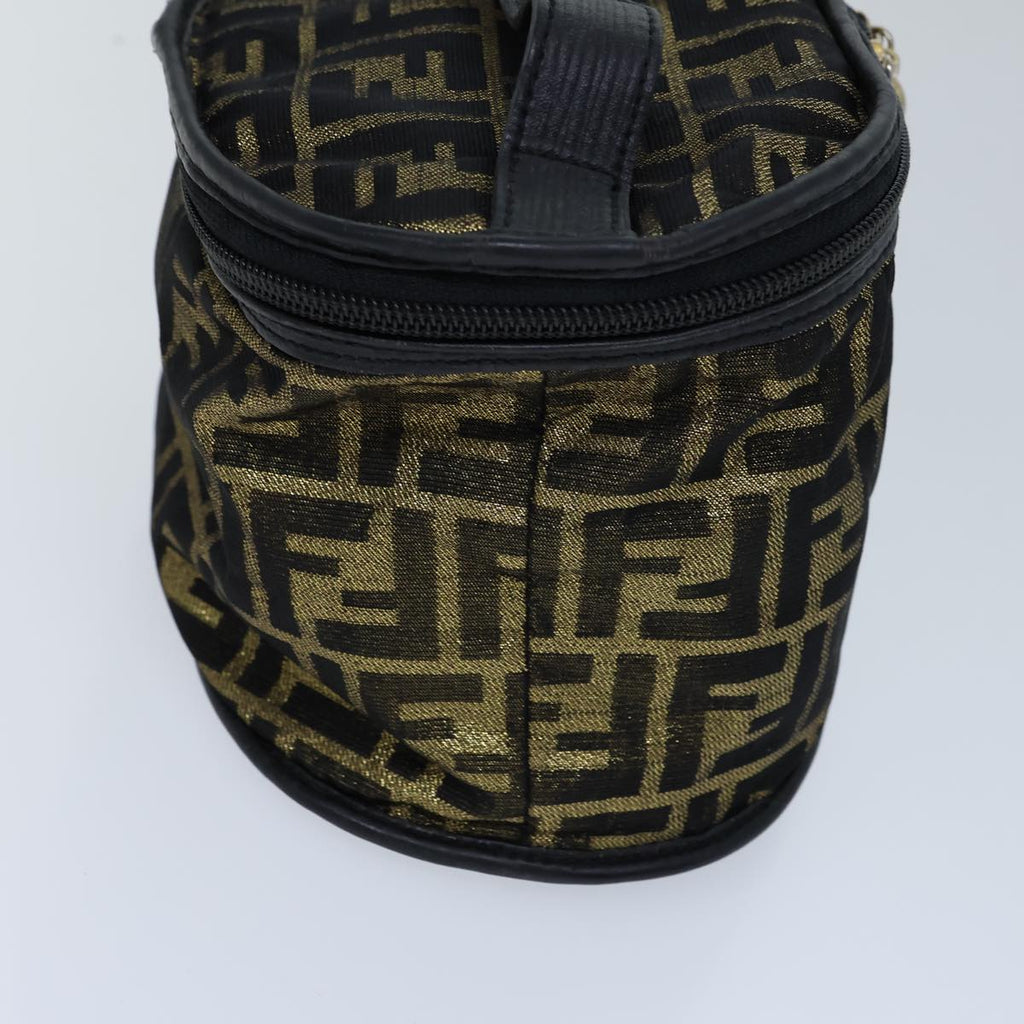 FENDI Zucca Canvas Vanity Hand Bag Gold Black72634
