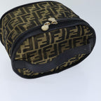 FENDI Zucca Canvas Vanity Hand Bag Gold Black72634
