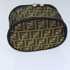 FENDI Zucca Canvas Vanity Hand Bag Gold Black72634