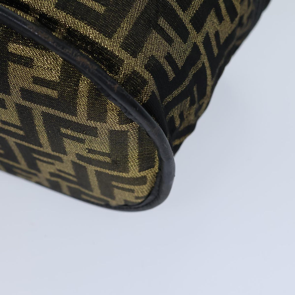 FENDI Zucca Canvas Vanity Hand Bag Gold Black72634