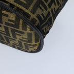FENDI Zucca Canvas Vanity Hand Bag Gold Black72634