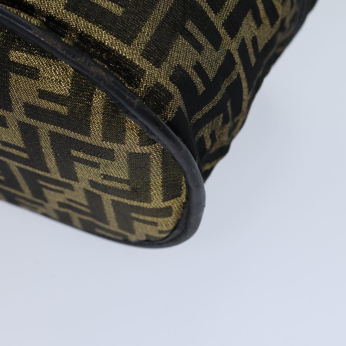FENDI Zucca Canvas Vanity Hand Bag Gold Black72634