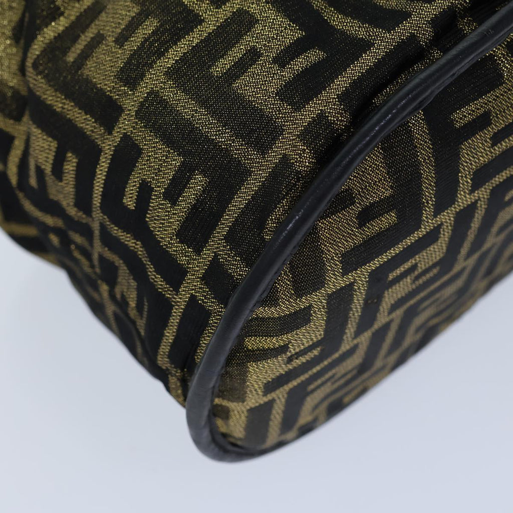 FENDI Zucca Canvas Vanity Hand Bag Gold Black72634