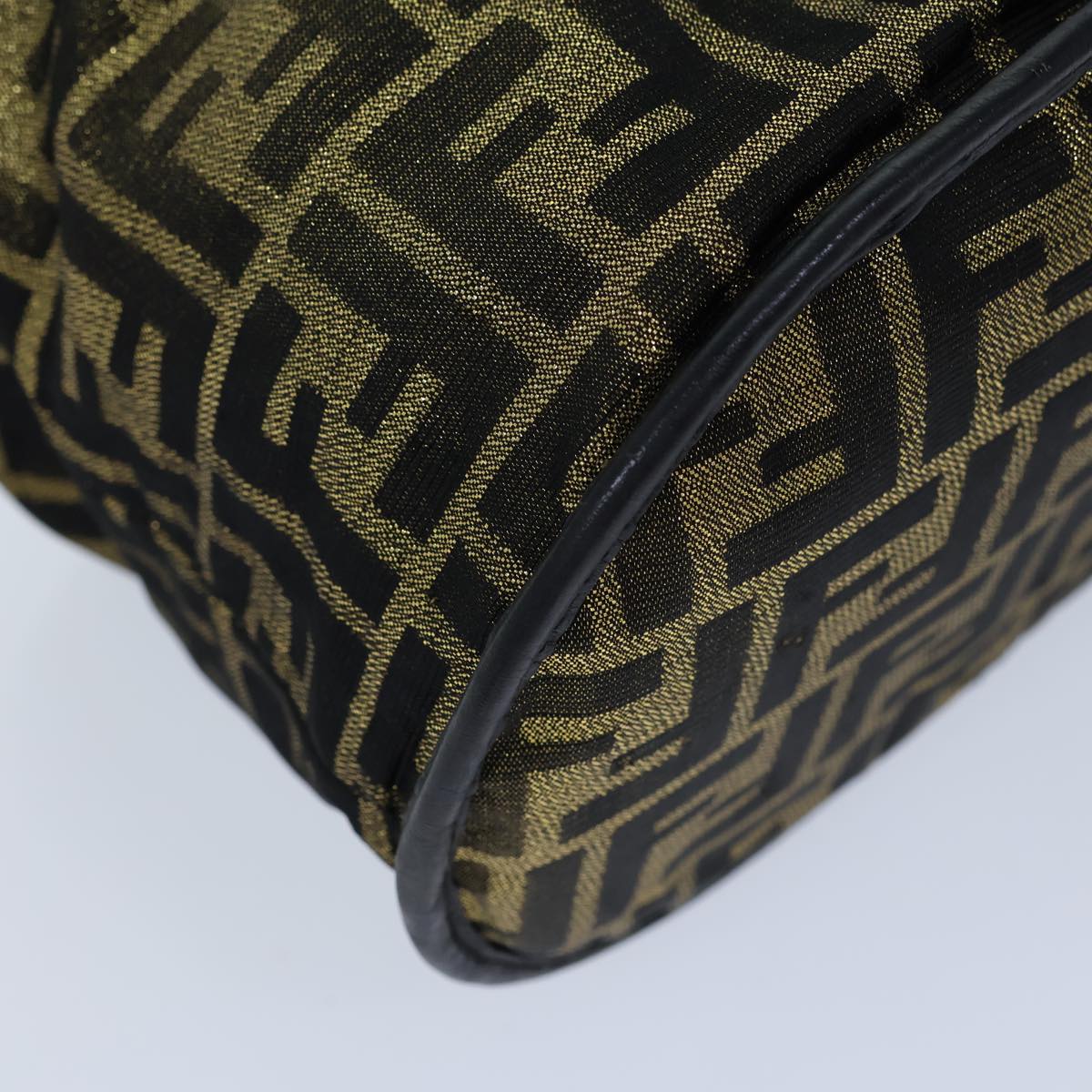 FENDI Zucca Canvas Vanity Hand Bag Gold Black72634