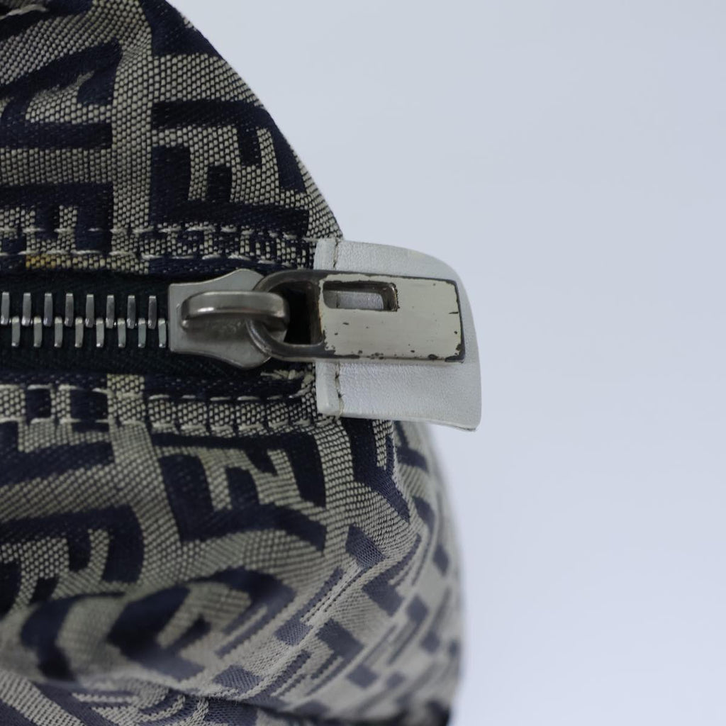 FENDI Zucchino Canvas Hand Bag Navy White72635