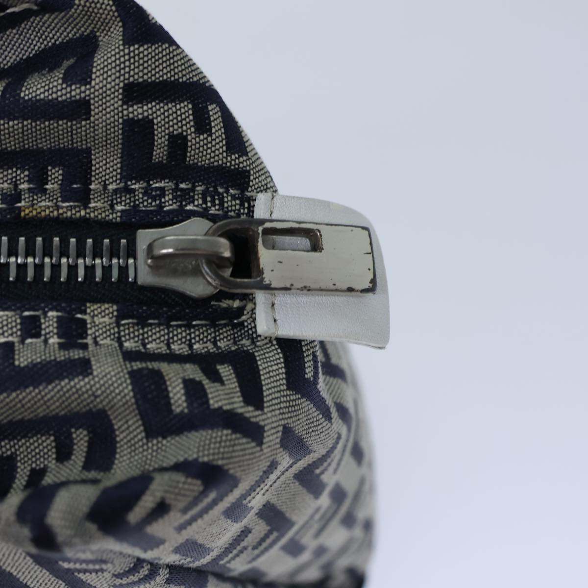 FENDI Zucchino Canvas Hand Bag Navy White72635