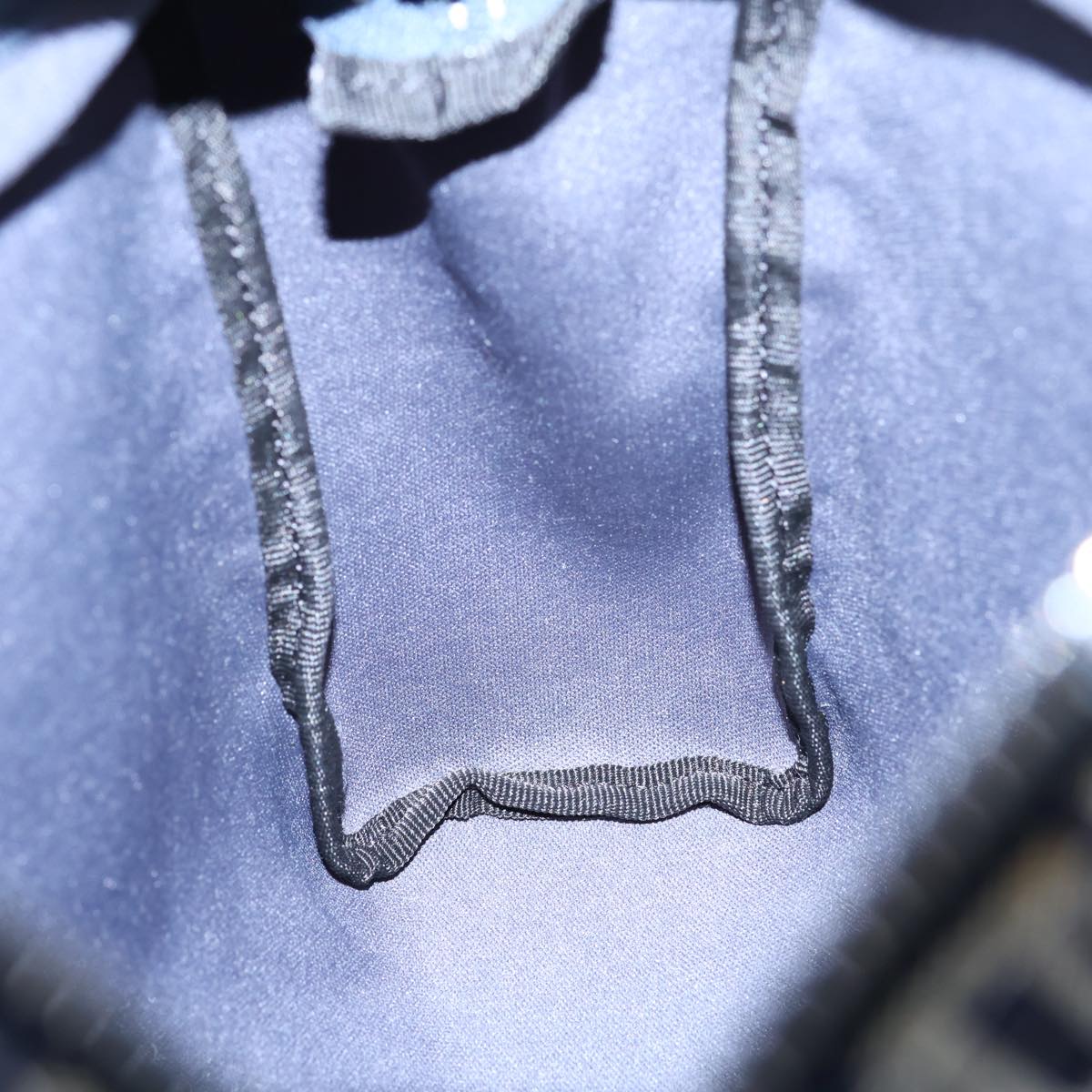 FENDI Zucchino Canvas Hand Bag Navy White72635