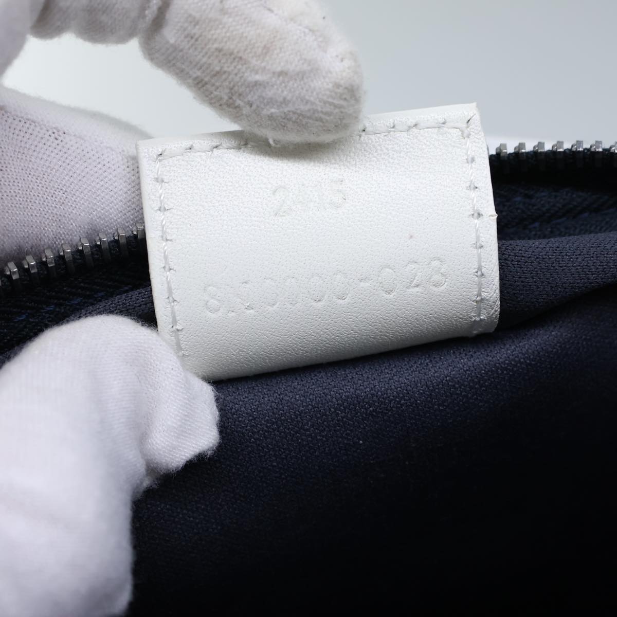 FENDI Zucchino Canvas Hand Bag Navy White72635