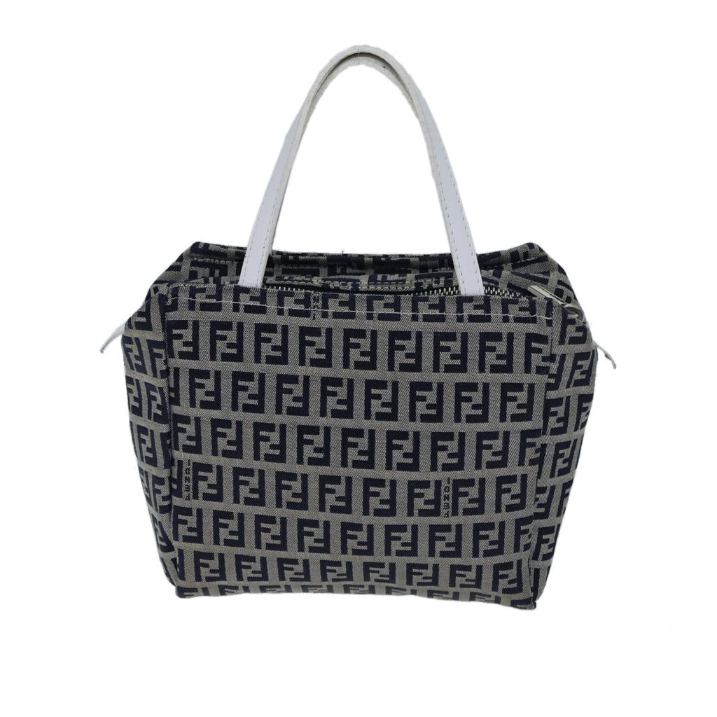 FENDI Zucchino Canvas Hand Bag Navy White72635