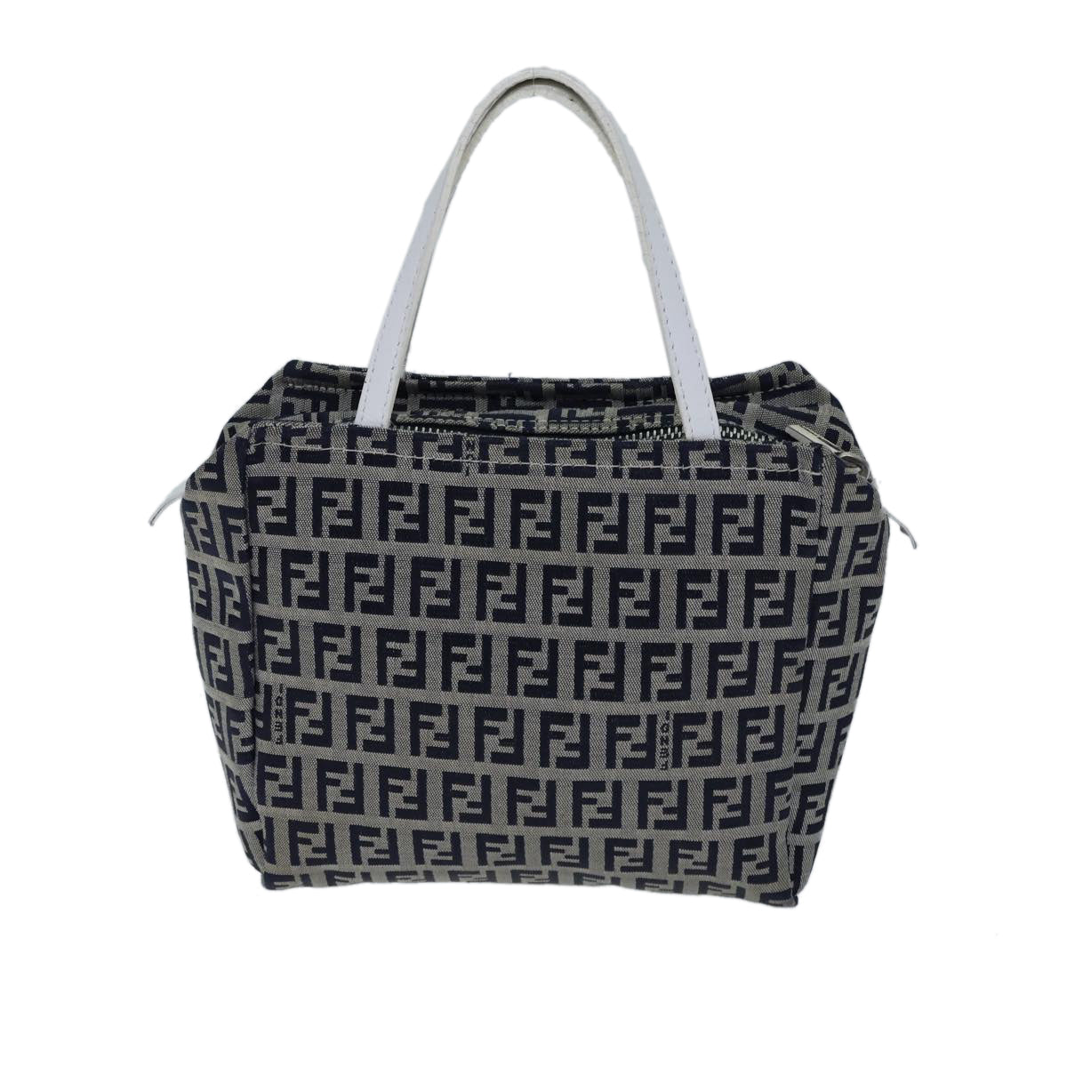 FENDI Zucchino Canvas Hand Bag Navy White72635