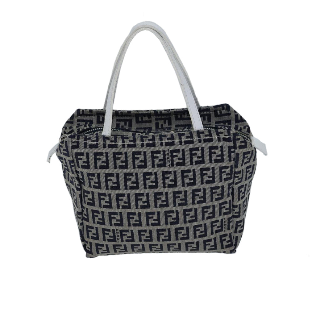 FENDI Zucchino Canvas Hand Bag Navy White72635