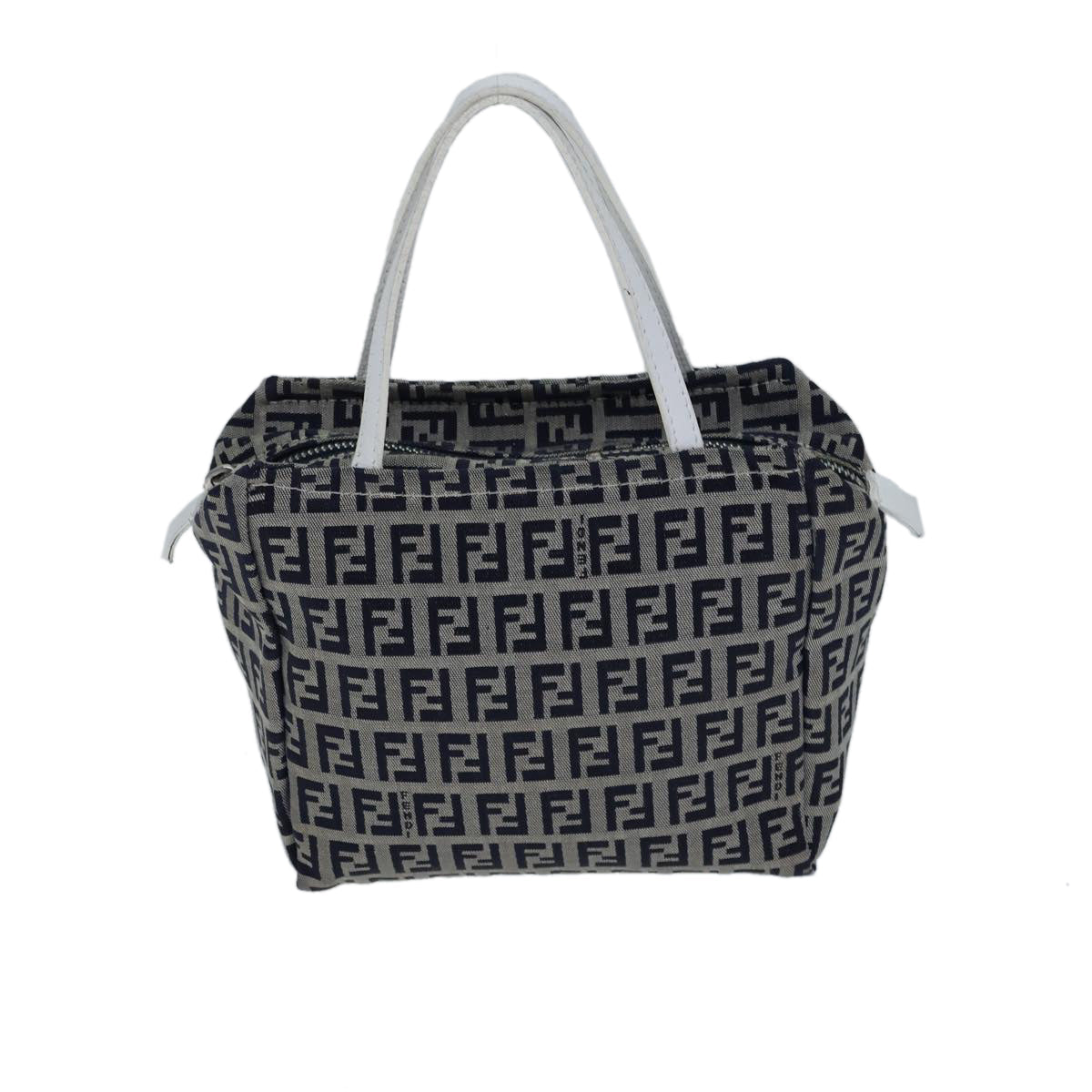 FENDI Zucchino Canvas Hand Bag Navy White72635