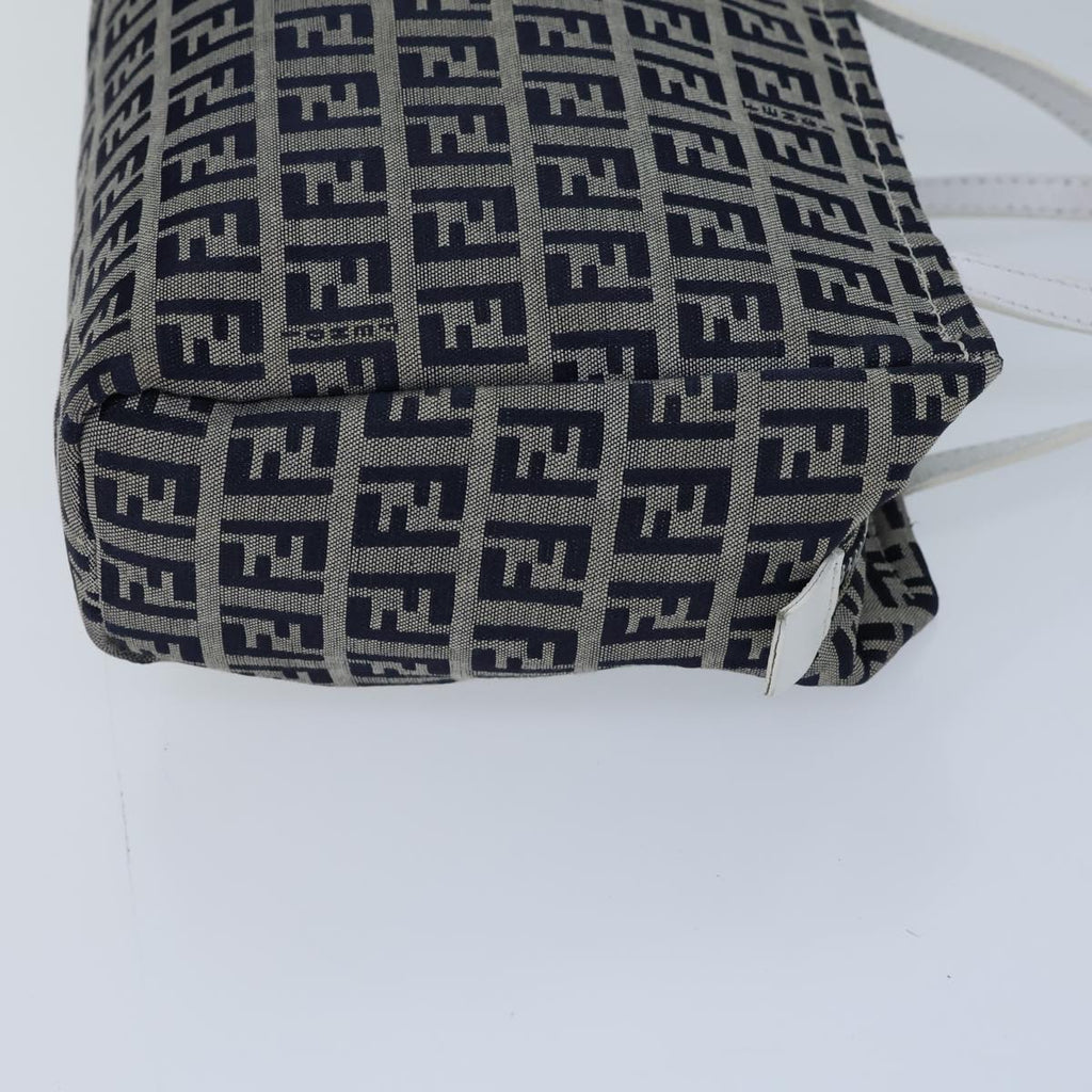 FENDI Zucchino Canvas Hand Bag Navy White72635