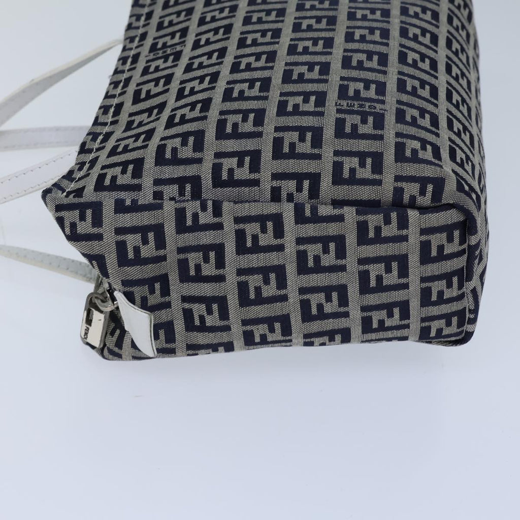 FENDI Zucchino Canvas Hand Bag Navy White72635