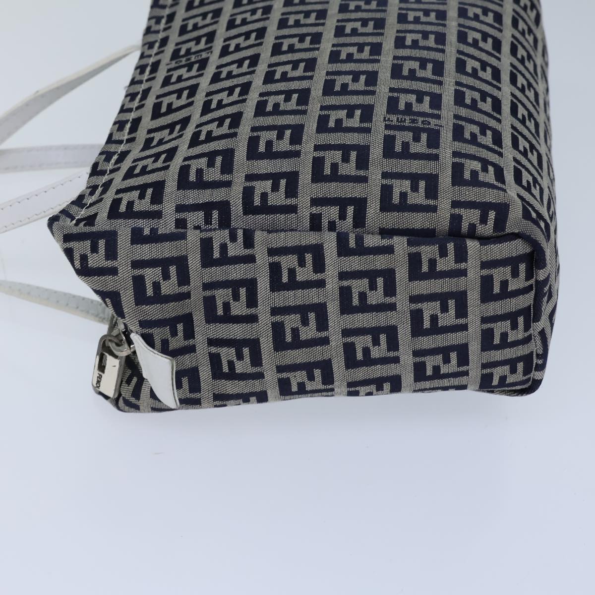 FENDI Zucchino Canvas Hand Bag Navy White72635