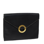 CELINE Circle Shoulder Bag Leather Black Auth 72649
