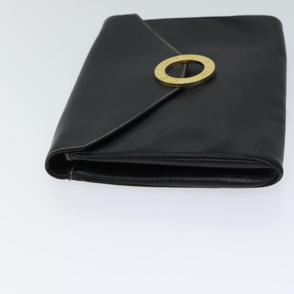 CELINE Circle Shoulder Bag Leather Black Auth 72649