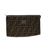 FENDI Zucca Canvas Clutch Bag Brown Black72651