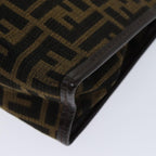 FENDI Zucca Canvas Clutch Bag Brown Black72651