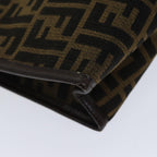 FENDI Zucca Canvas Clutch Bag Brown Black72651
