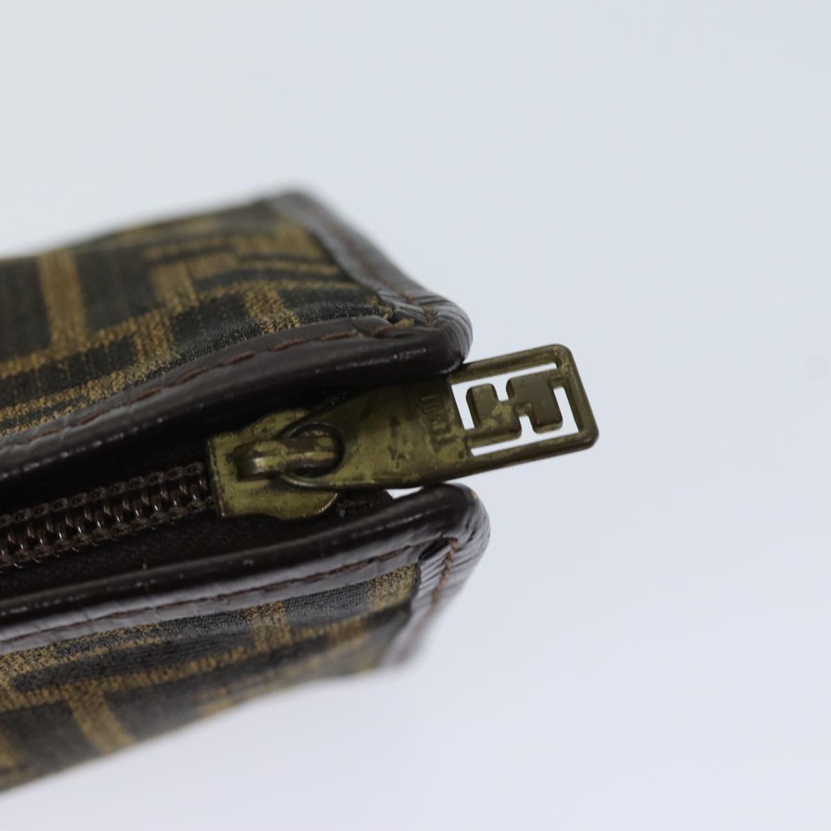 FENDI Zucca Canvas Clutch Bag Brown Black72651