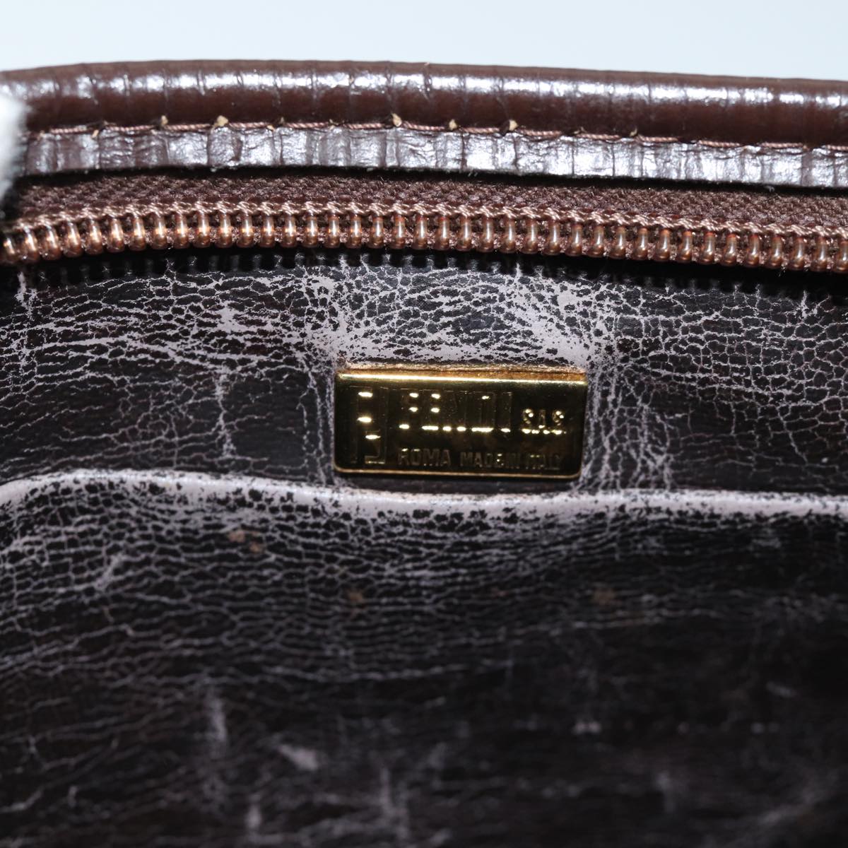 FENDI Zucca Canvas Clutch Bag Brown Black72651