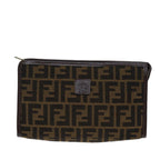 FENDI Zucca Canvas Clutch Bag Brown Black72651