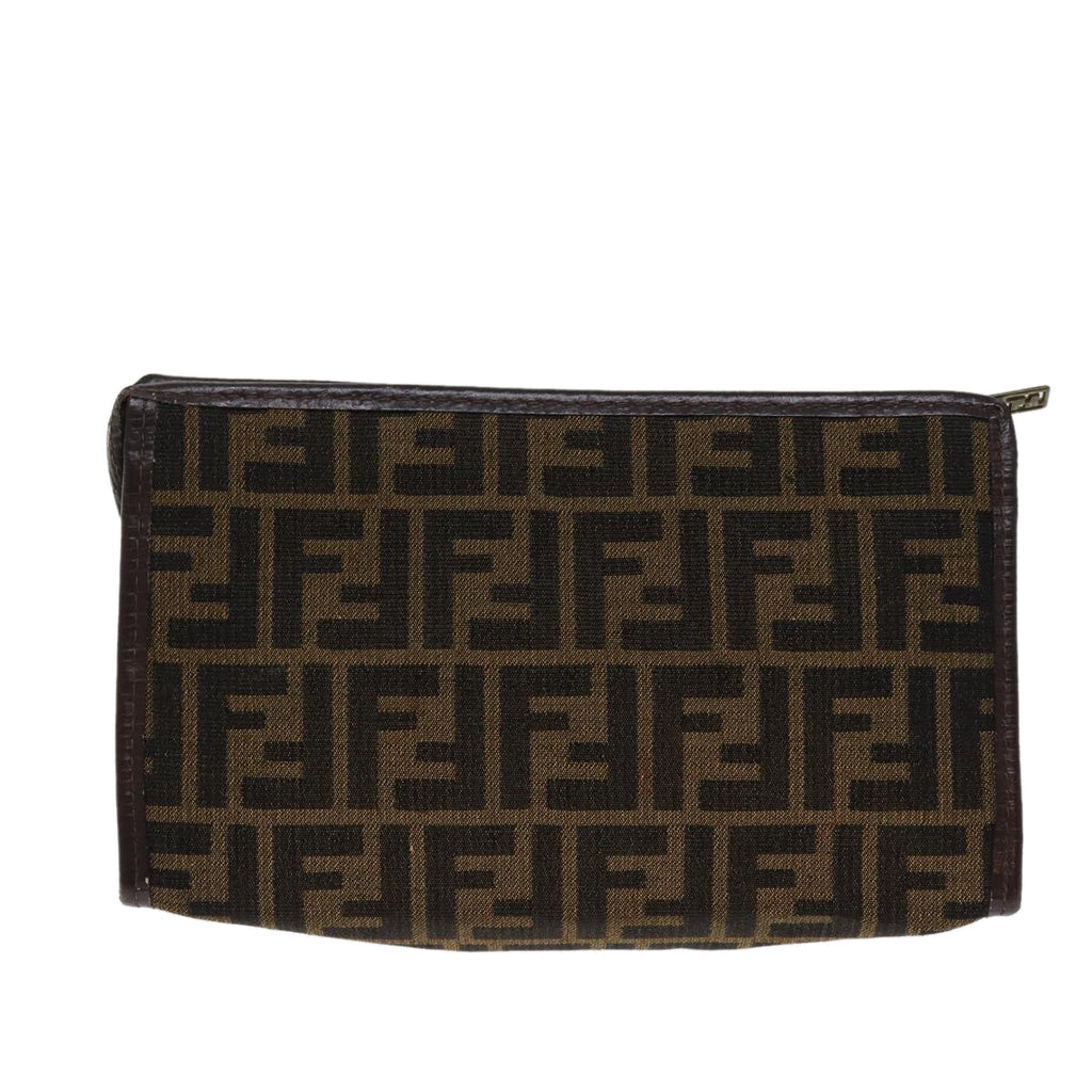FENDI Zucca Canvas Clutch Bag Brown Black72651
