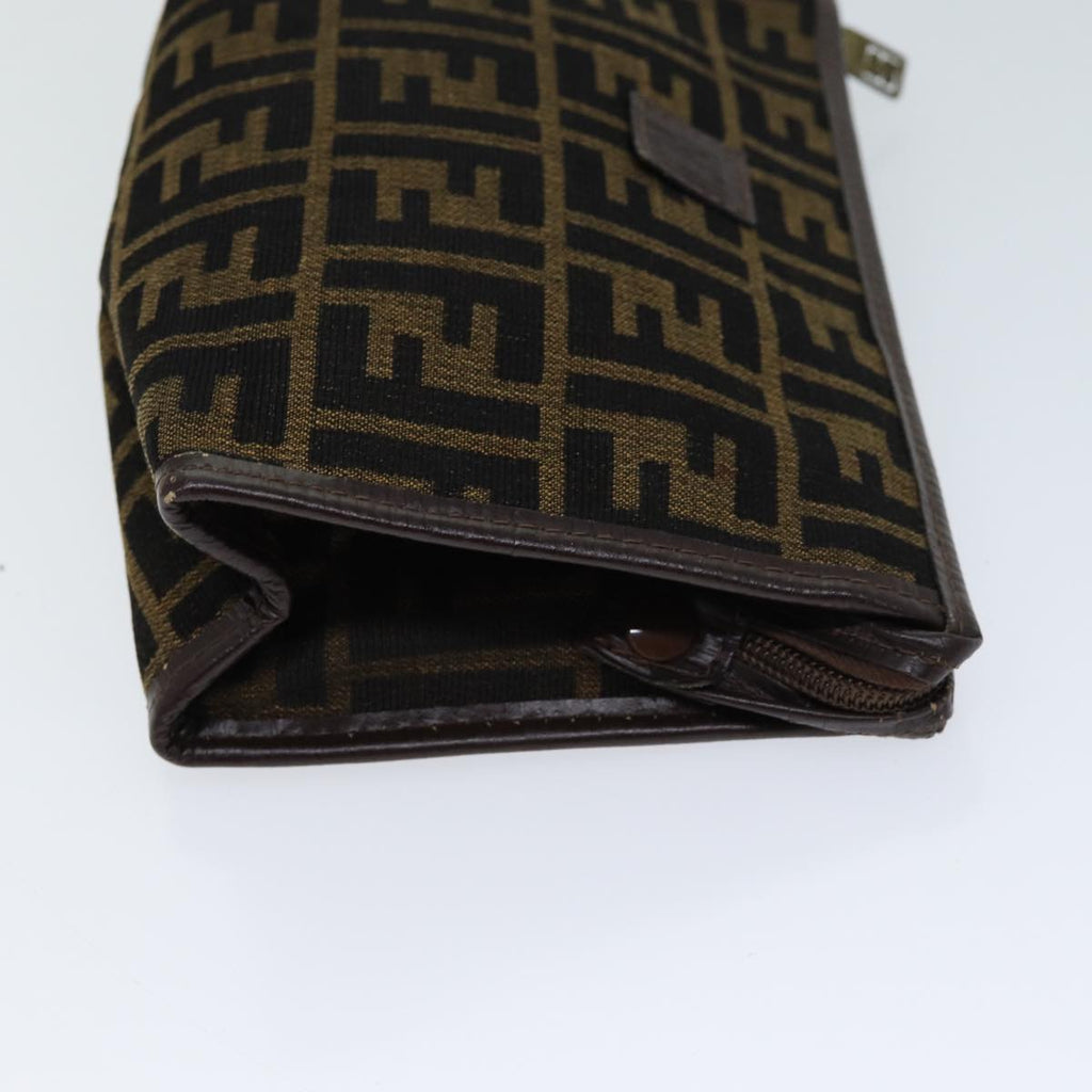 FENDI Zucca Canvas Clutch Bag Brown Black72651