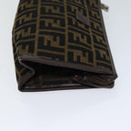 FENDI Zucca Canvas Clutch Bag Brown Black72651
