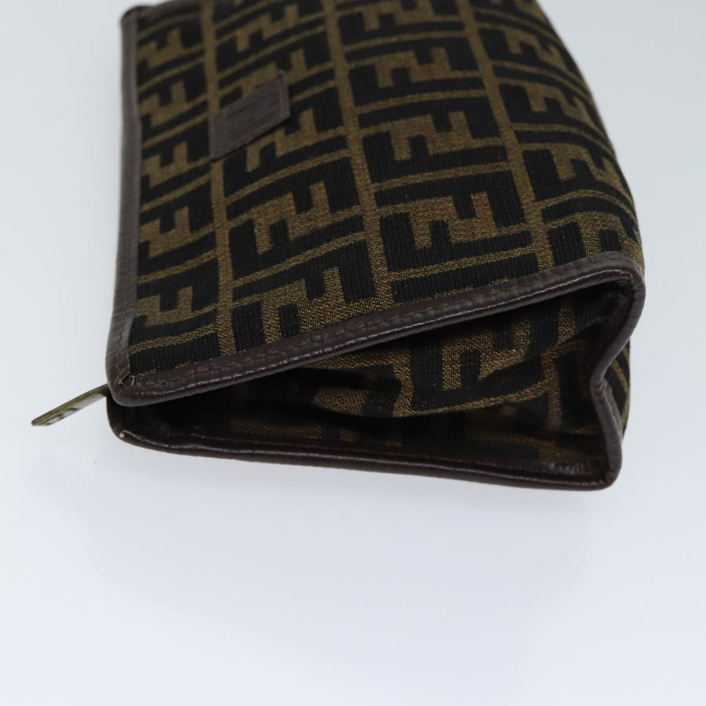 FENDI Zucca Canvas Clutch Bag Brown Black72651
